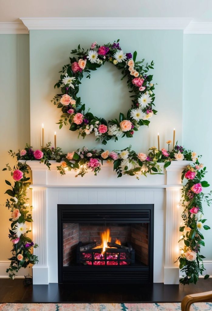 1. Floral garland with LED lights