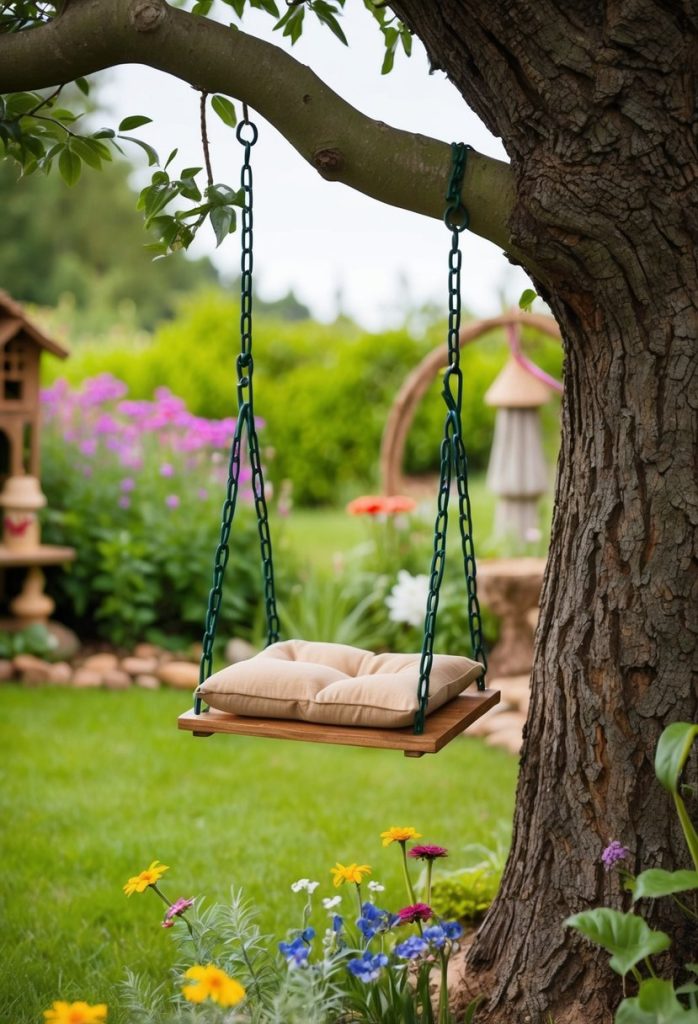 10. Add a small swing hanging from a tree branch