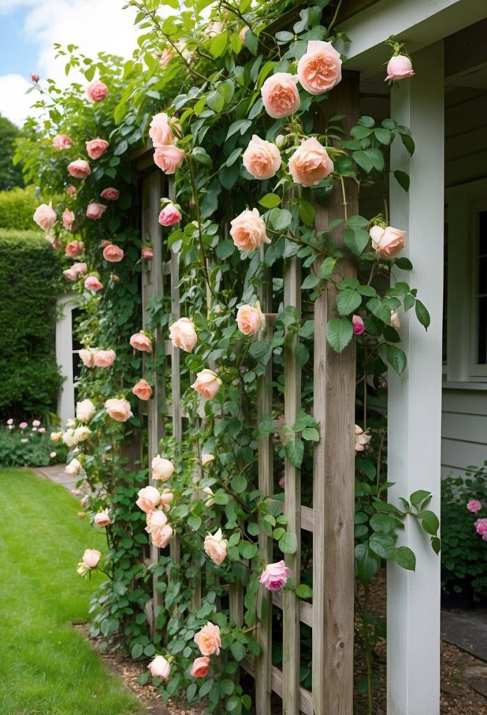 10. Grow climbing roses on a trellis