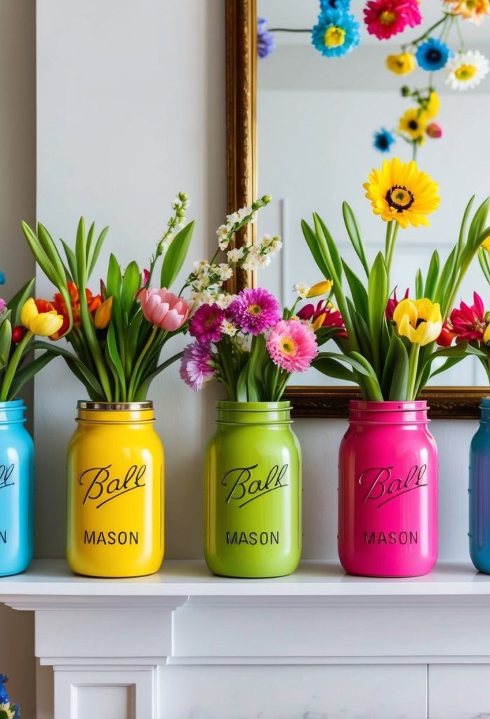 10. Painted mason jar vases