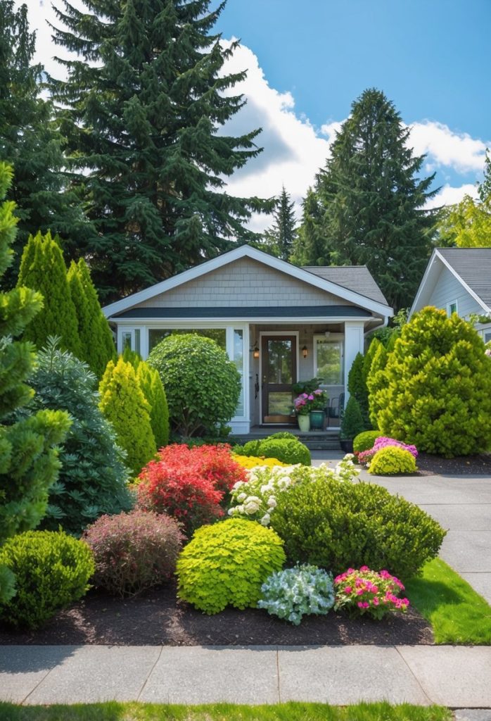 11. Mix evergreen and flowering shrubs