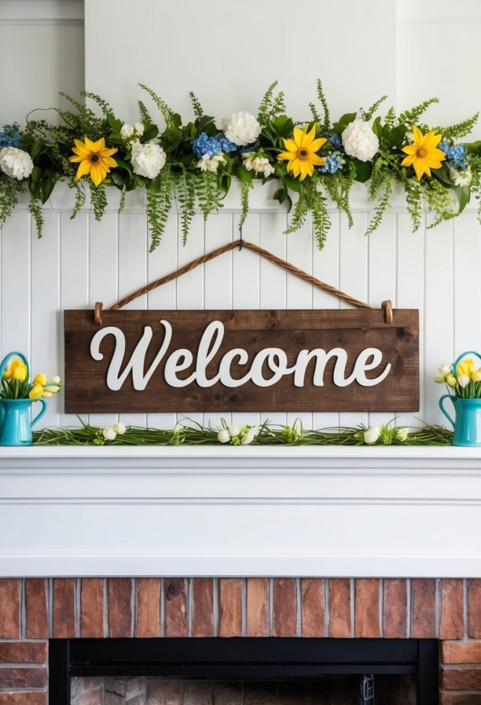 12. Rustic wooden welcome sign