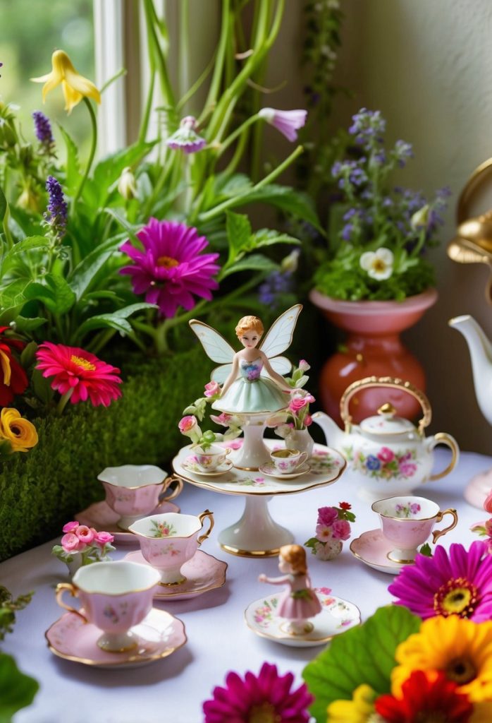 13. Designate a fairy tea party corner with porcelain miniatures
