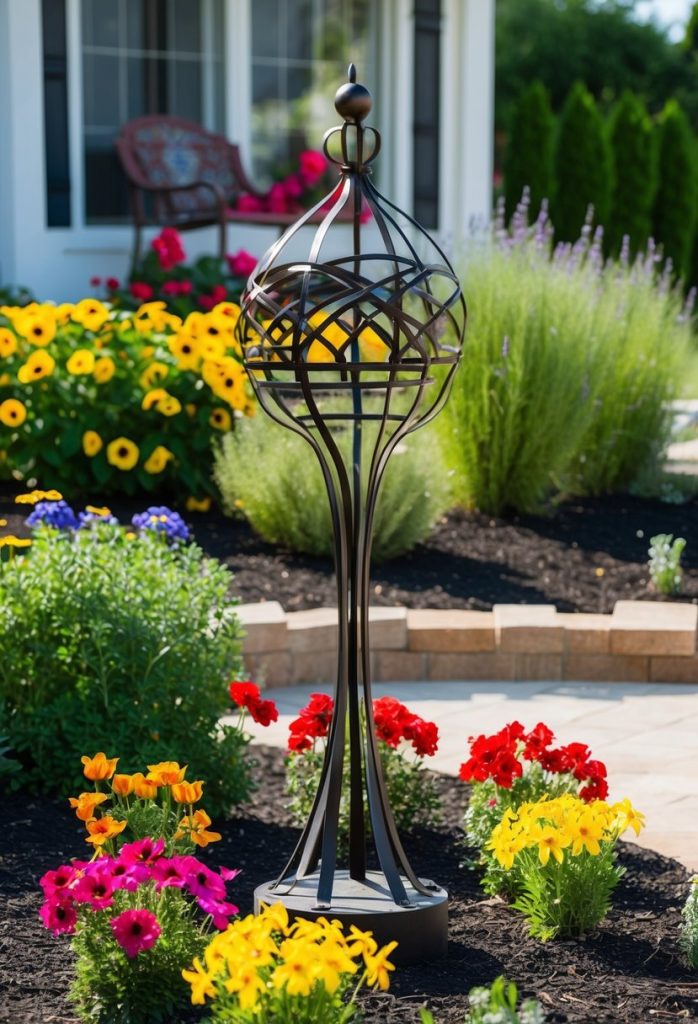 15. Incorporate metal garden art