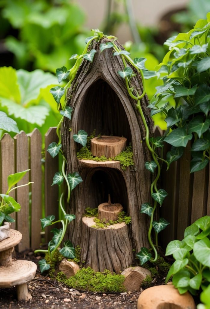 16. Craft a miniature stumpery with trailing vines