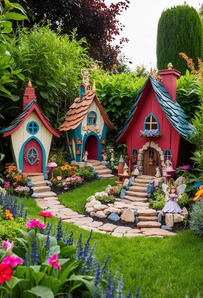 17. Create a fairy village with painted wooden houses