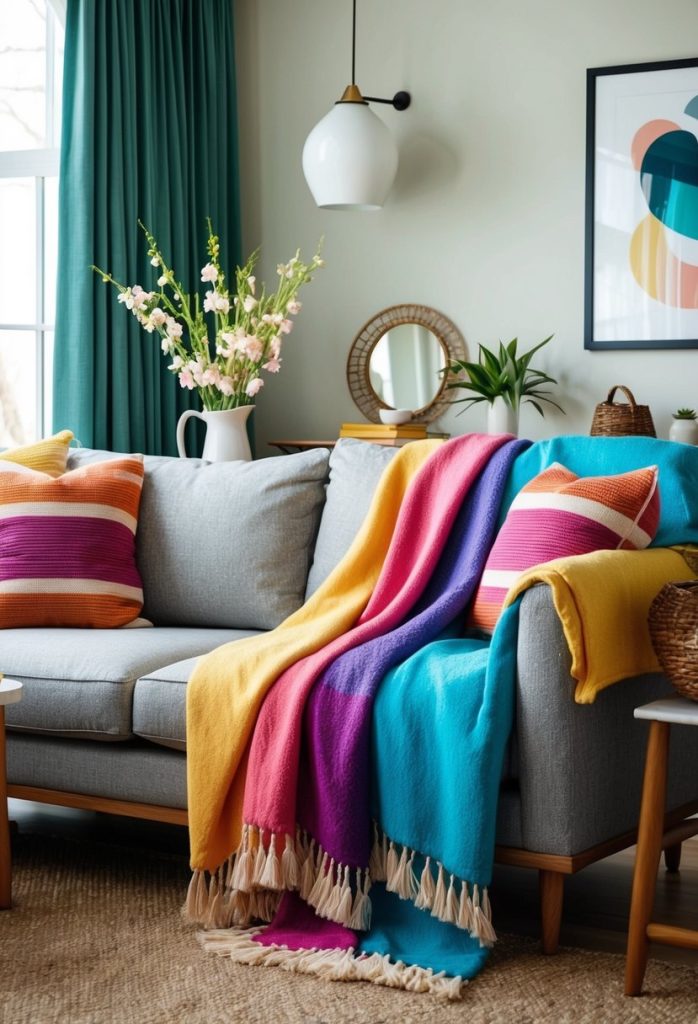 17. Introduce colorful throw blankets