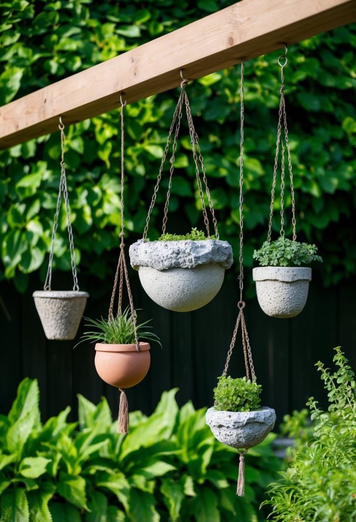 18. Hypertufa Hanging Planters