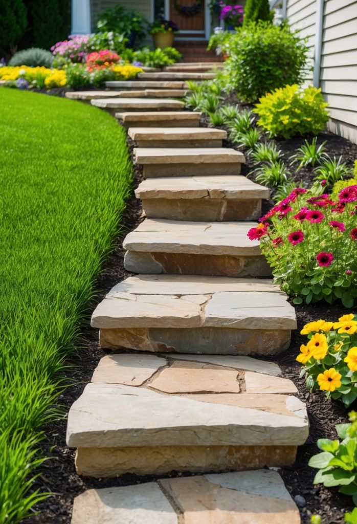 19. Incorporate natural stone steps