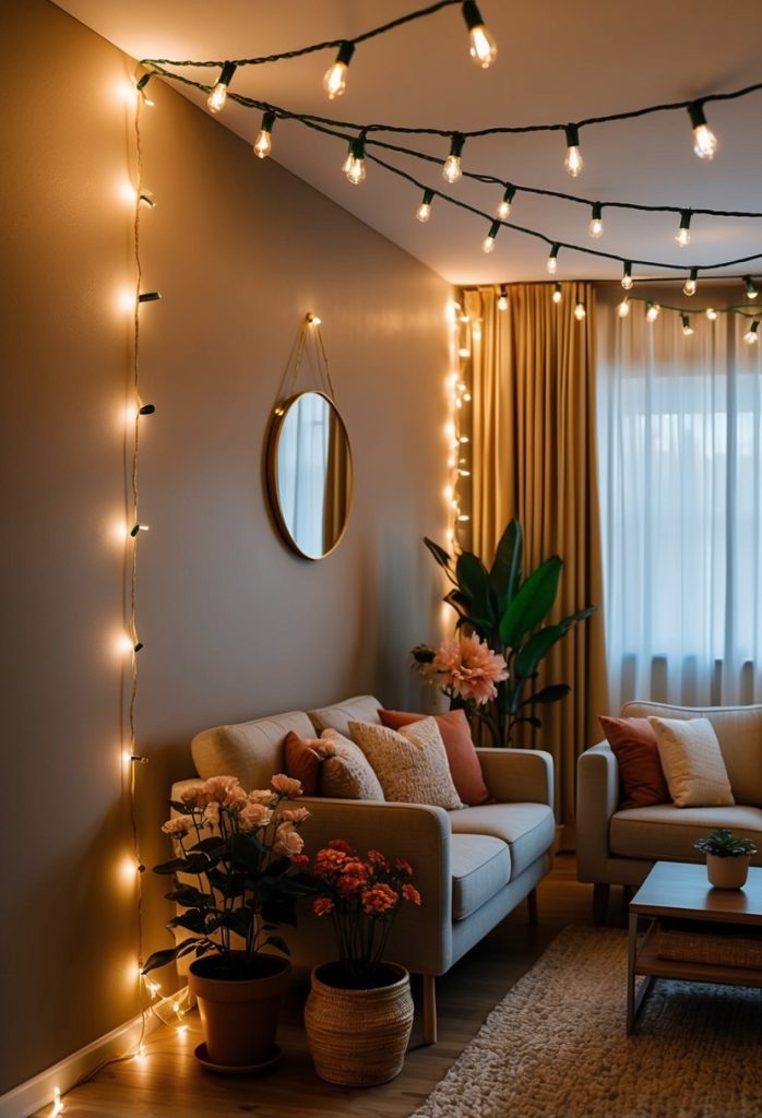 21. Hang string lights for a whimsical touch
