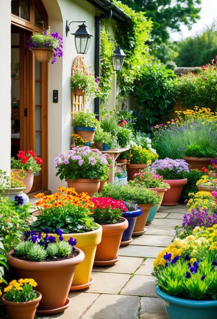 23. Place colorful pots on a patio