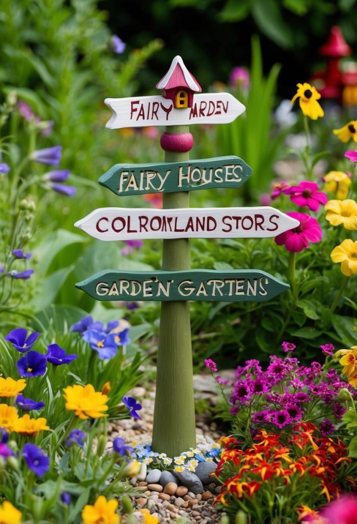 24. Include a fairy garden signpost with whimsical directions.