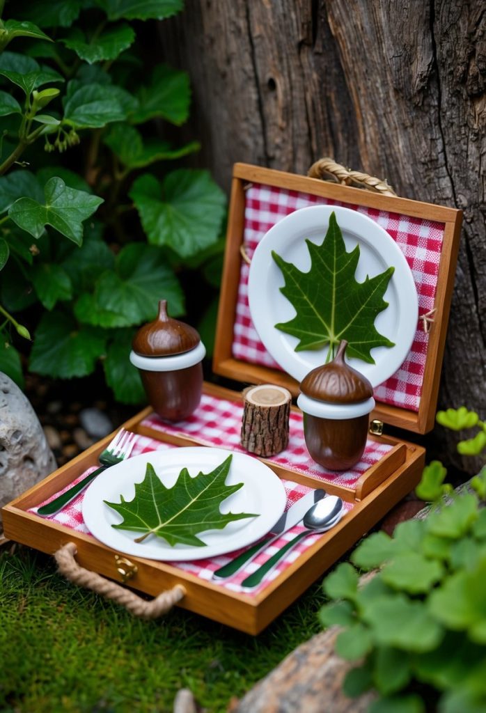 25. Incorporate an acorn picnic set for fairies