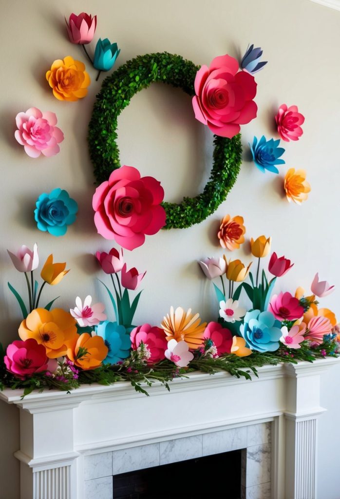 28. Colorful paper flower display