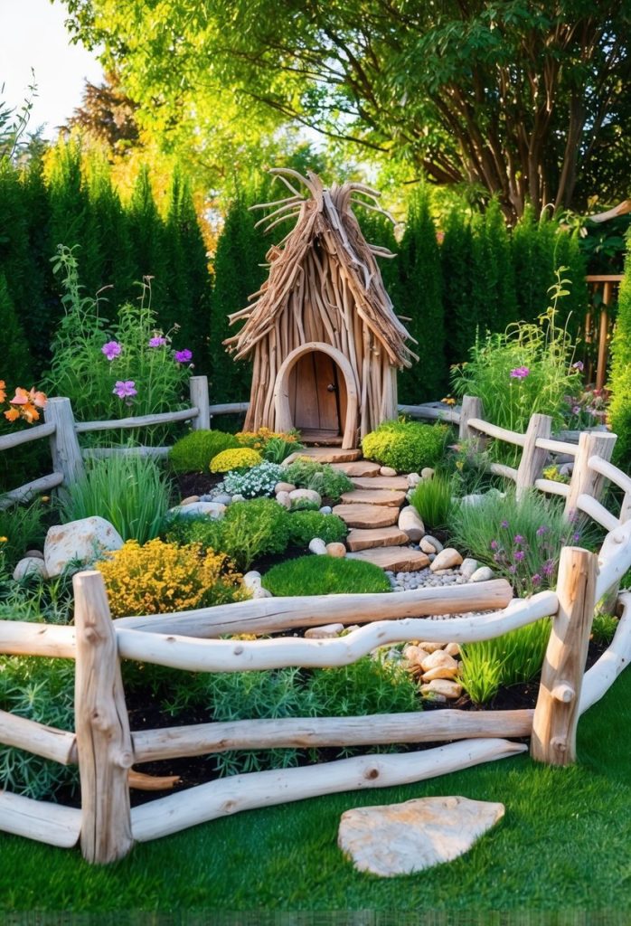 29. Use driftwood for a natural fairy fence