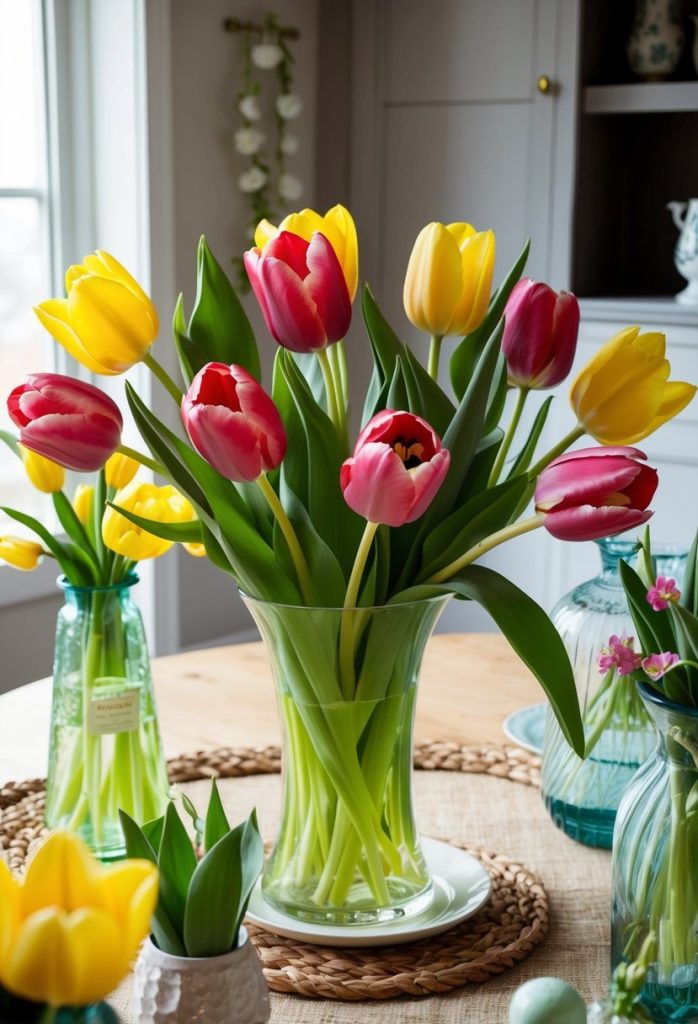 3. Create a centerpiece with fresh tulips