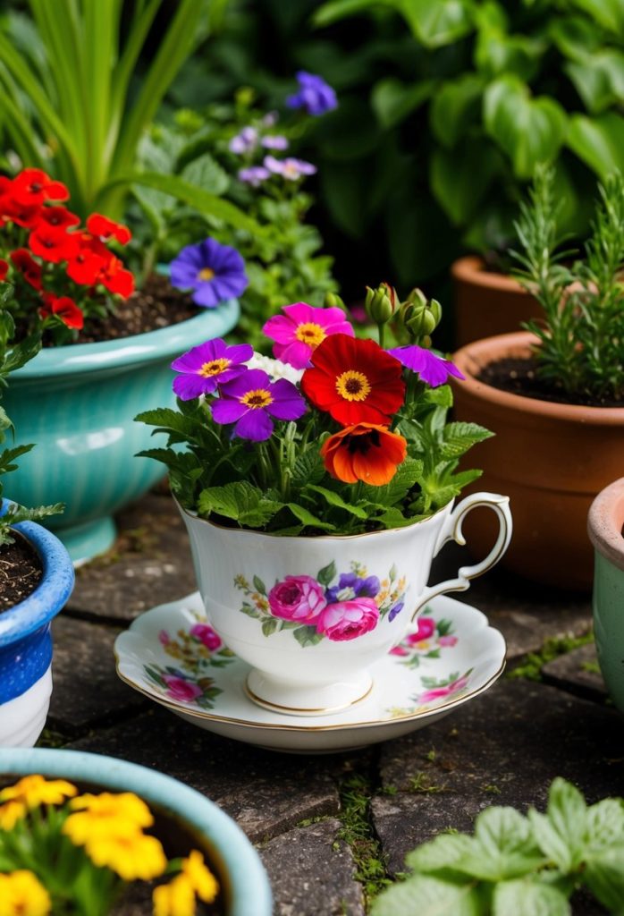 3. Vintage Teacup Garden