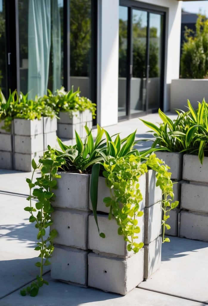 4. Chic Concrete Block Planter