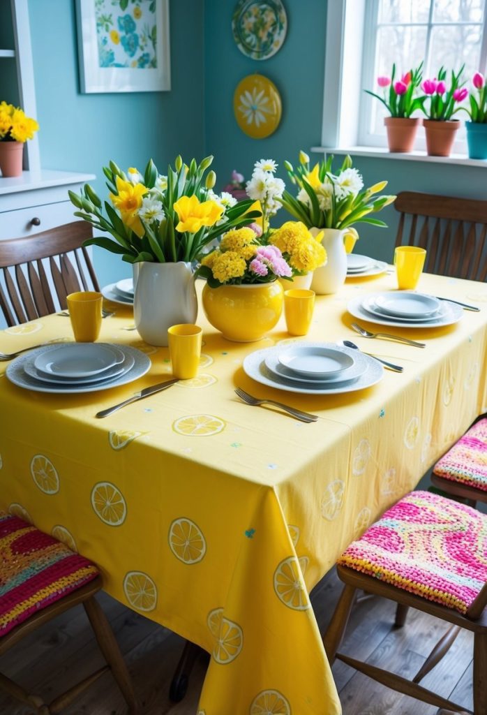 4. Use a lemon-themed tablecloth