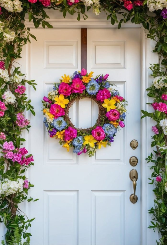 5. Hang a bright spring wreath on the door