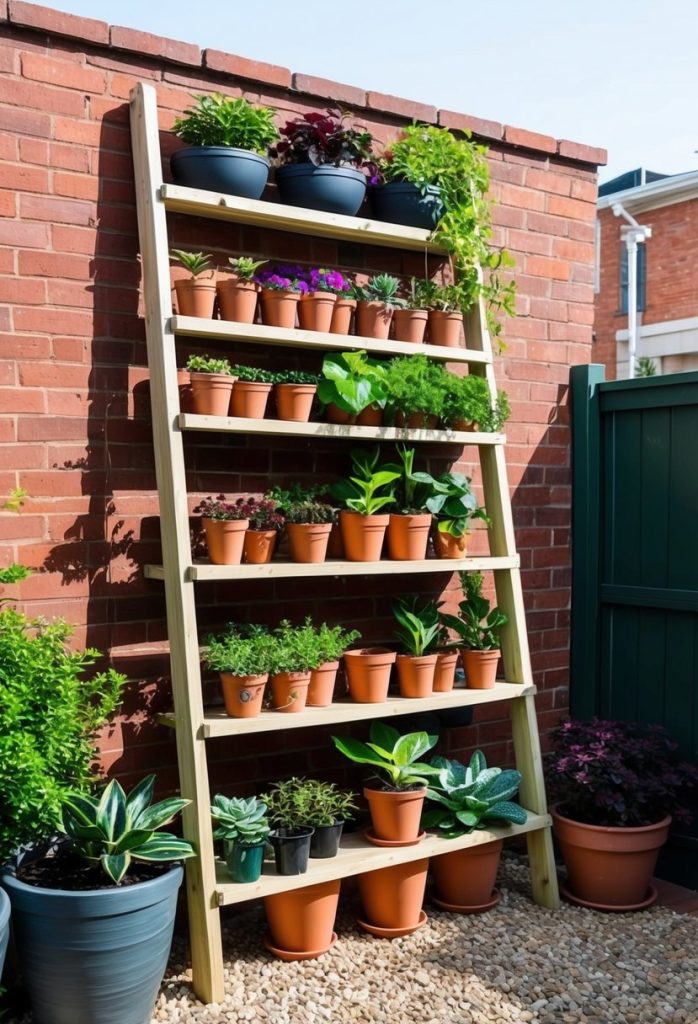 5. Ladder-style plant shelves
