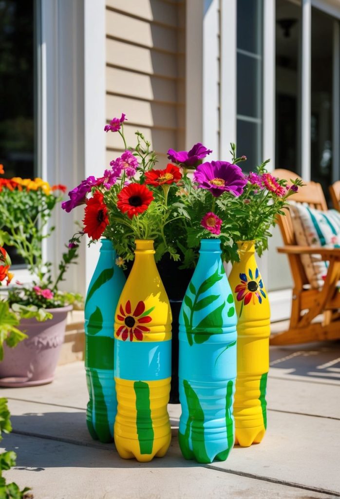 5. Painted Plastic Bottle Planter