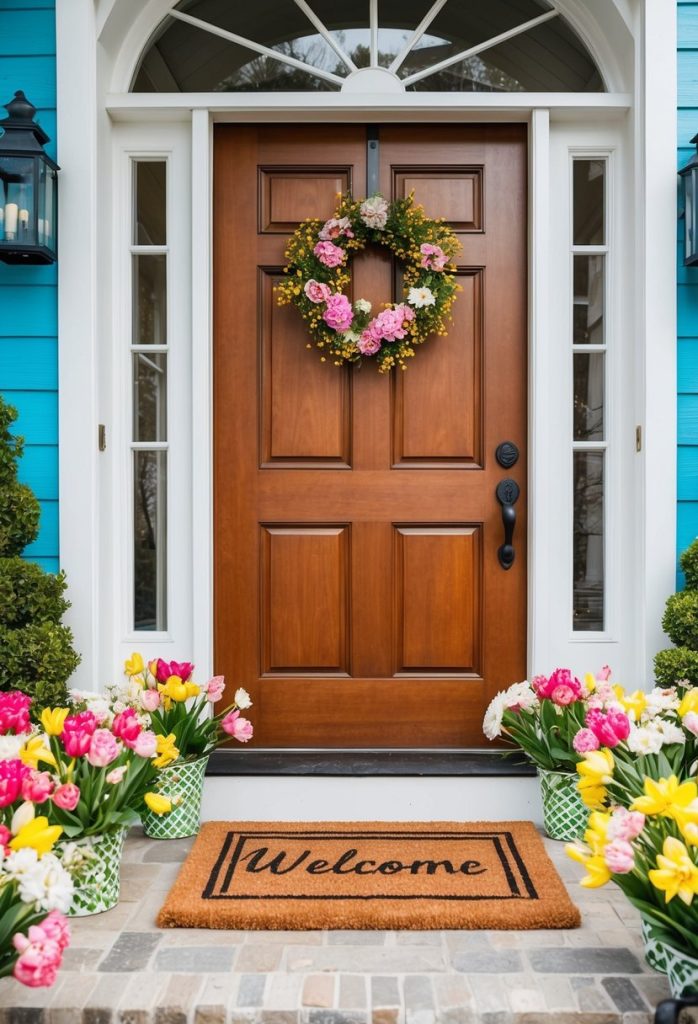 6. Place a colorful doormat at the entryway