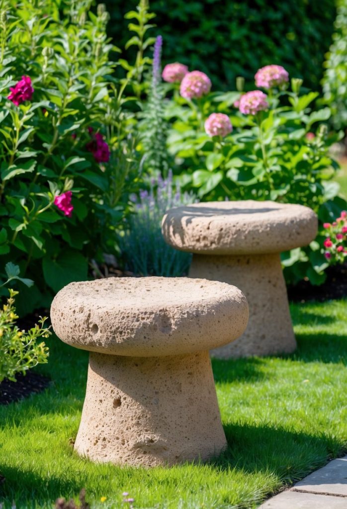6. Rustic Hypertufa Garden Stools