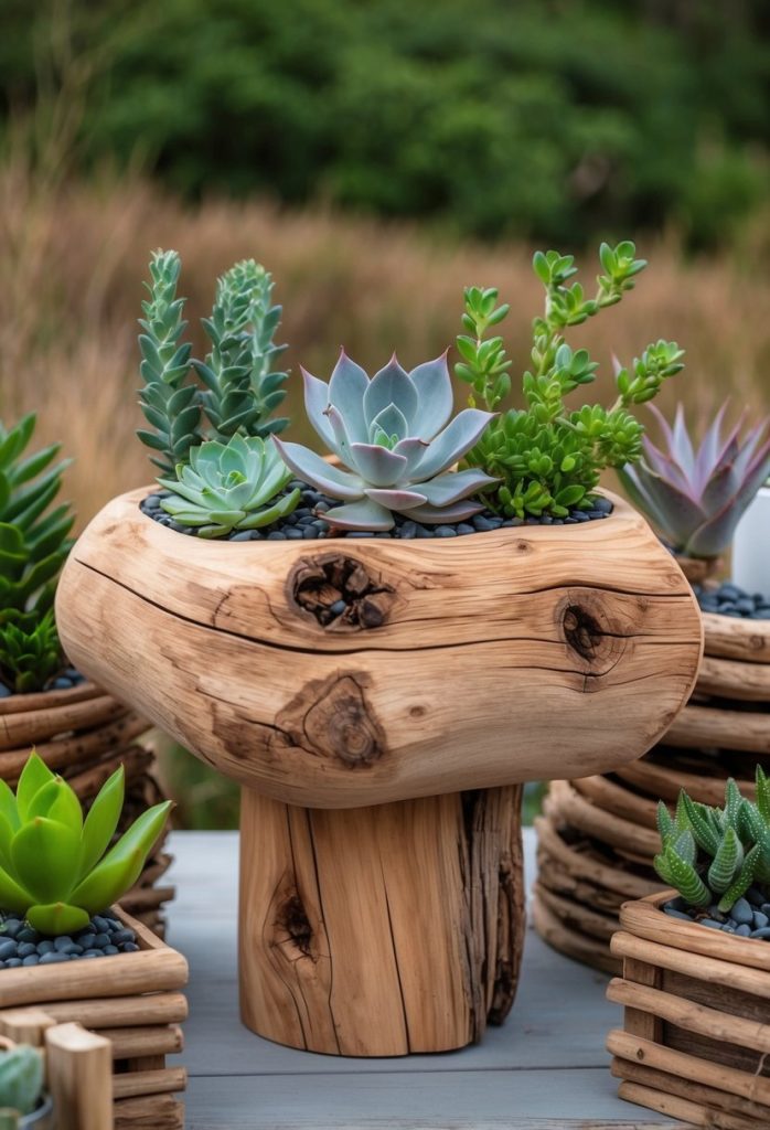 6. Succulent Driftwood Planter