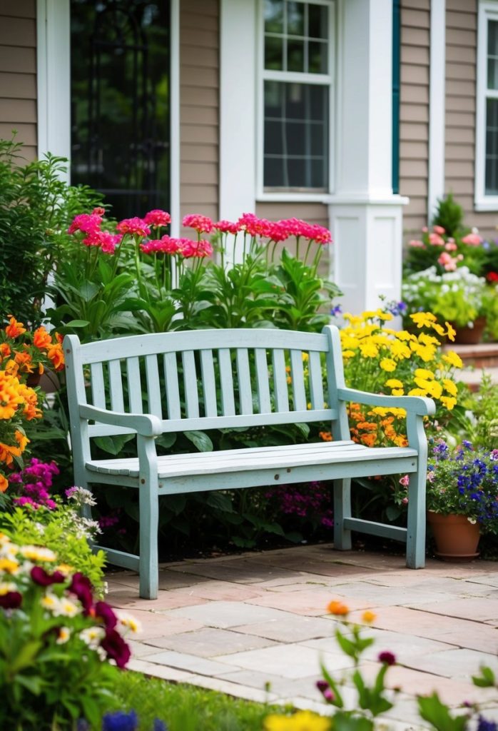 7. Place a garden bench for seating
