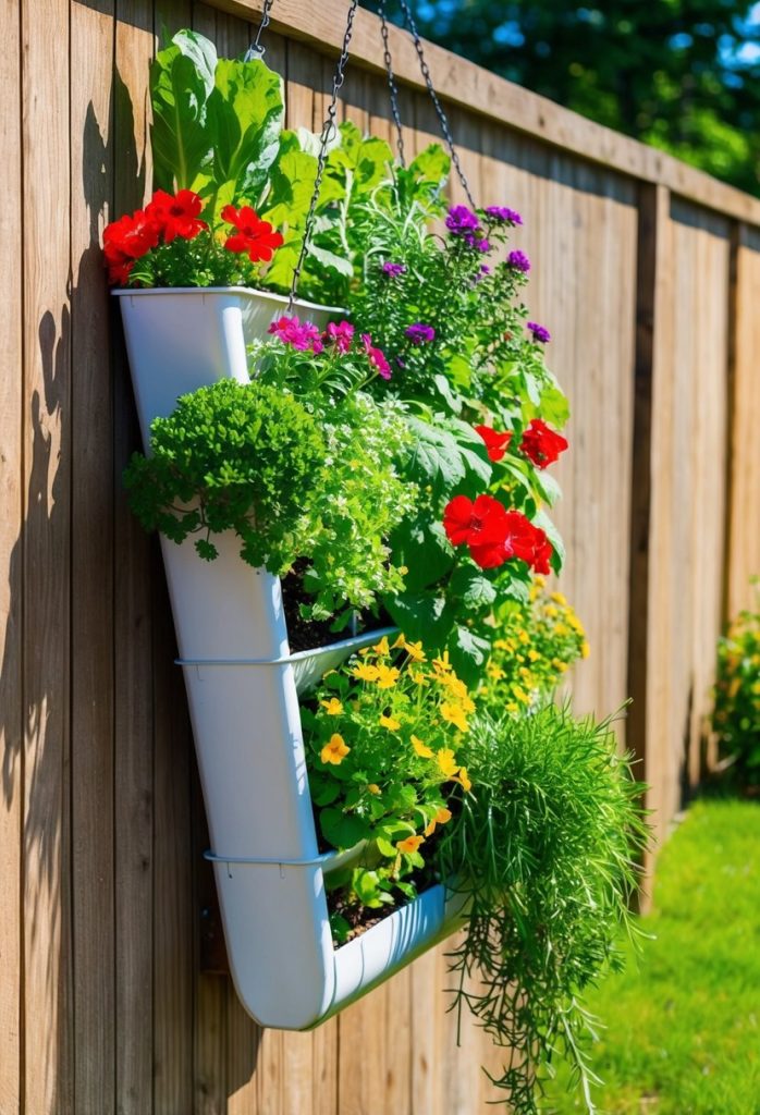 7. Rain Gutter Planter