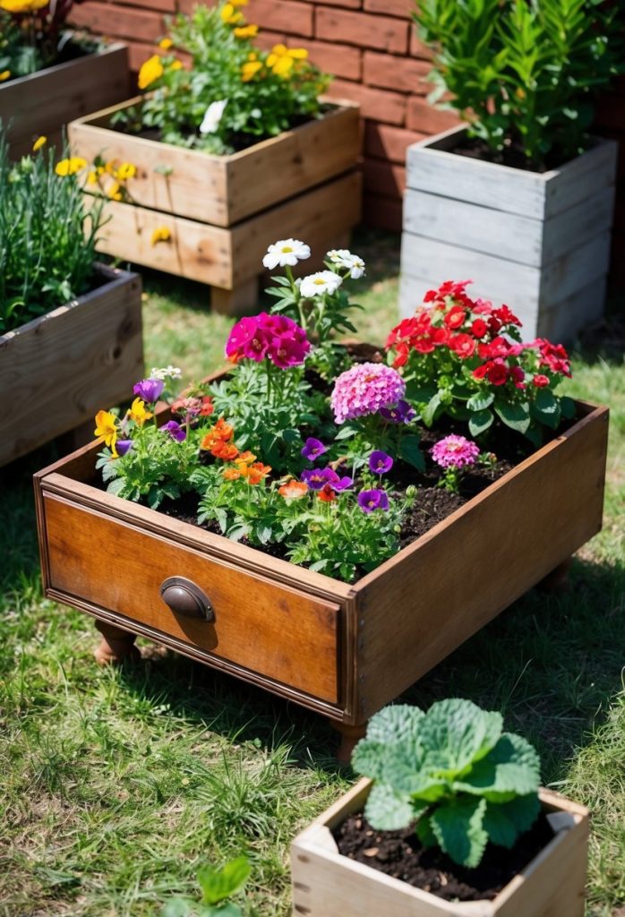 8. Old Drawer Flower Bed