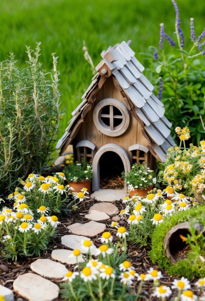 8. Plant low maintenance flowers like thyme and chamomile