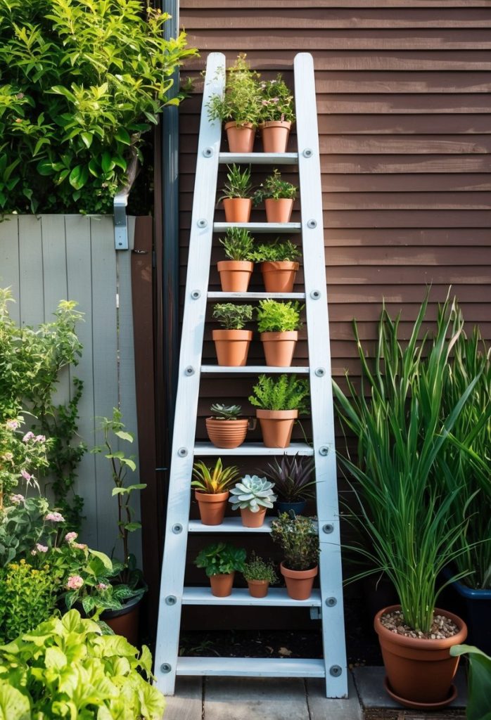 8. Repurposed ladder plant stand