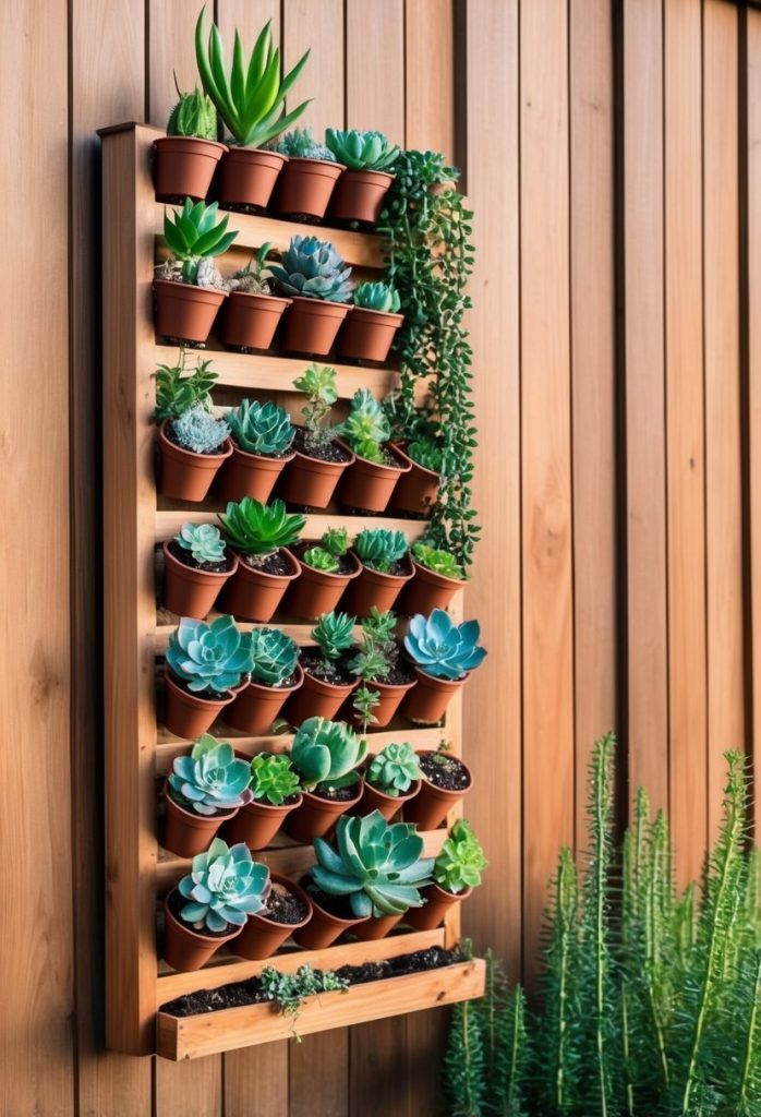 9. Hanging vertical succulent garden