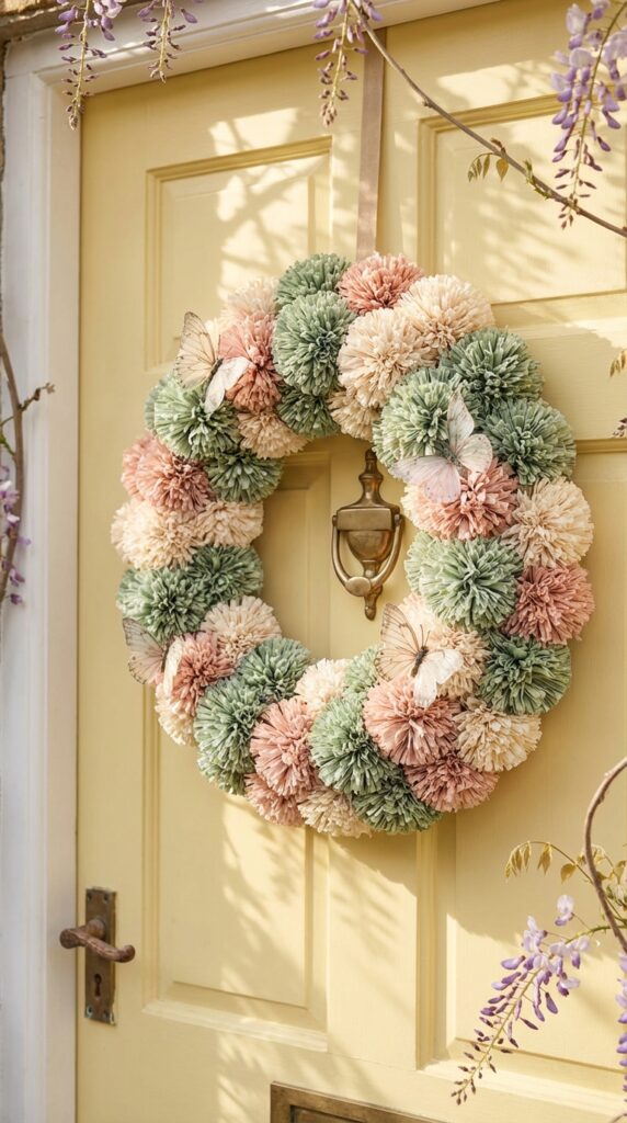 Raffia Pom Pom Wreath