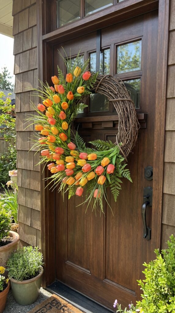 Tulip and Grapevine Wreath