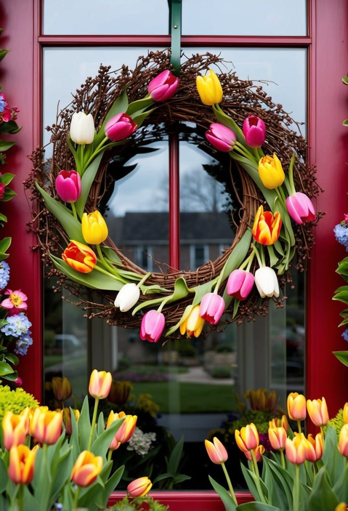 12. Tulip and Grapevine Wreath