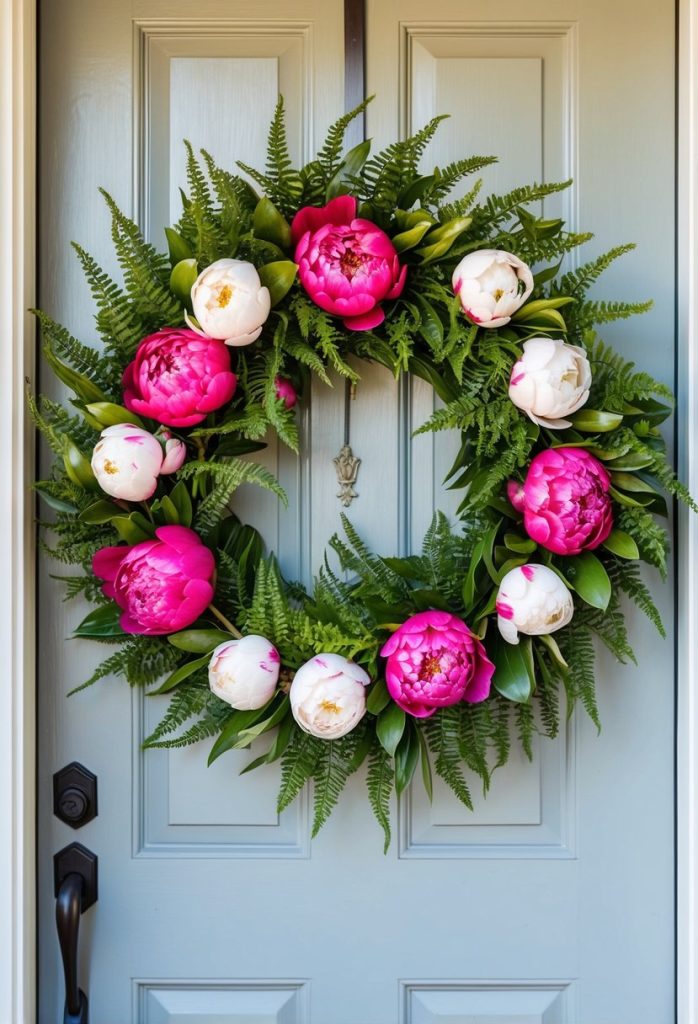 15. Peony and Fern Wreath