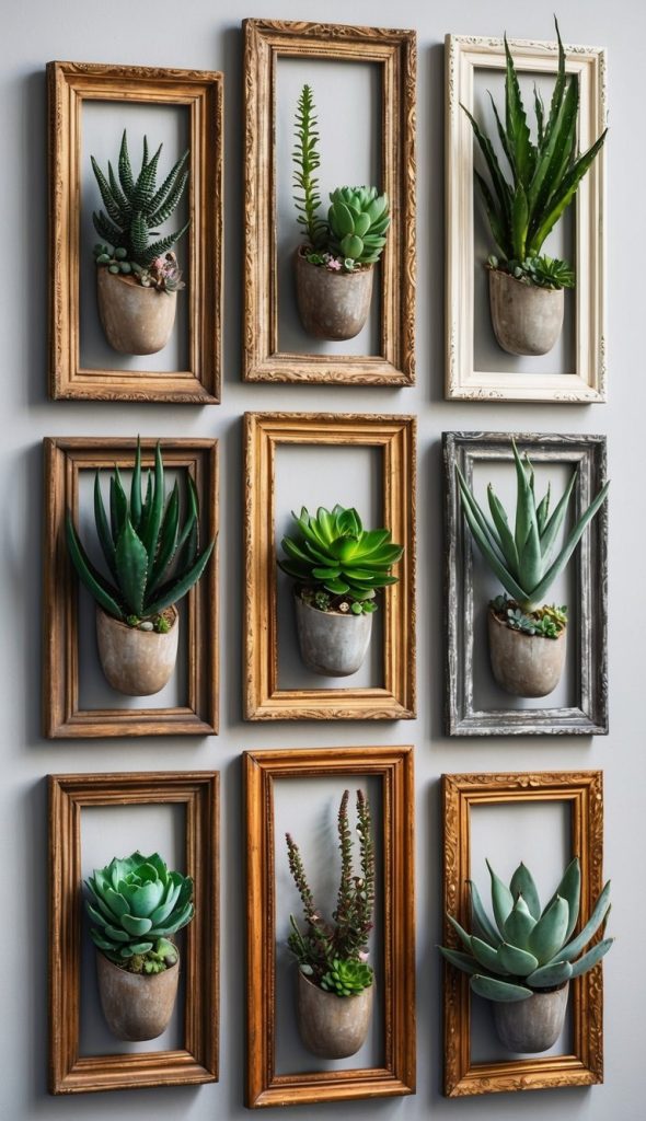 18. Unique Succulent Art with Vintage Frames