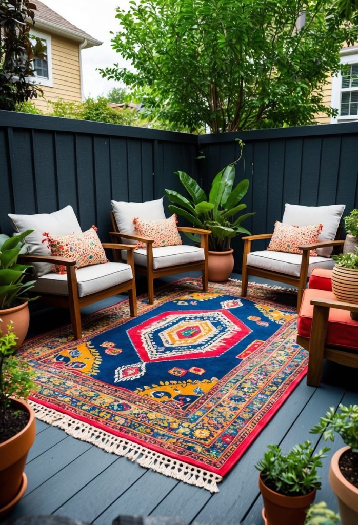 2. Use colorful outdoor rugs