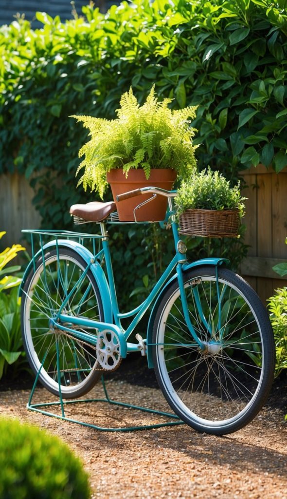 2. Vintage-Style Bike Plant Stand