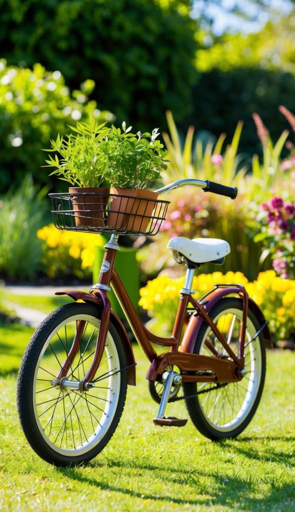 3. Mini Vintage Bicycle Plant Stand