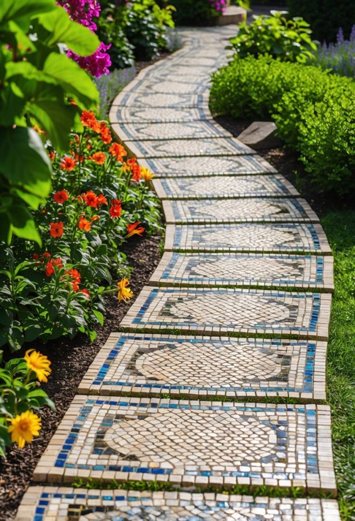 5. Mosaic Tile Walkway