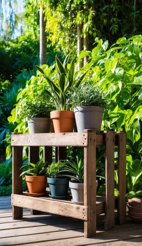 5. Rustic Wooden Crate Plant Stand