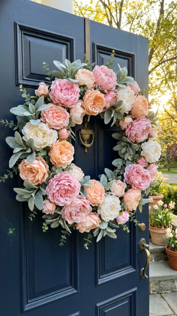 Spring Pastel Peony Wreath