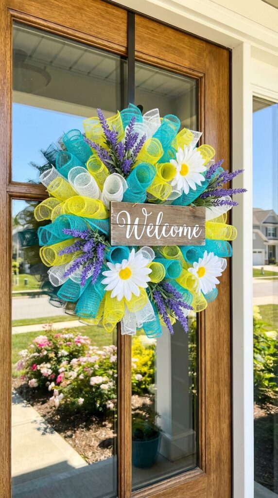 6. Deco Mesh Welcome Wreath