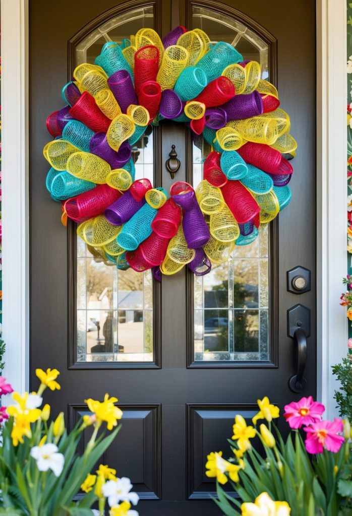 6. Deco Mesh Welcome Wreath