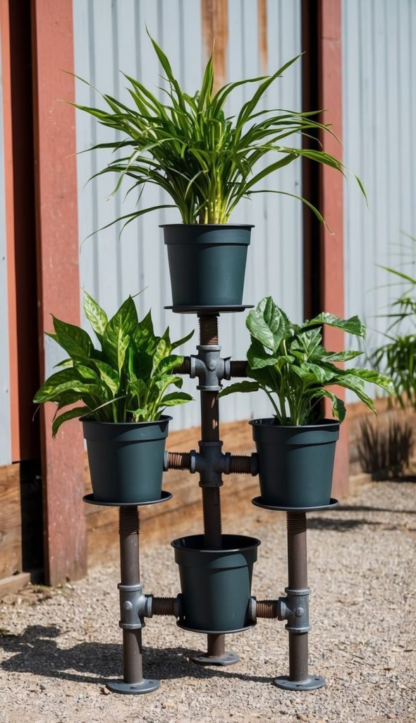 6. Industrial Pipe Plant Stand