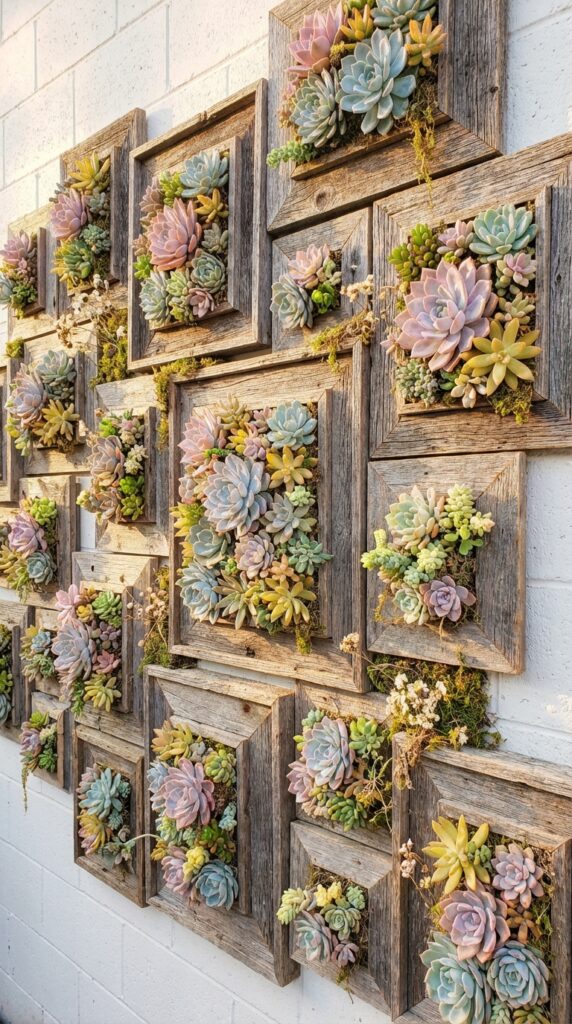 Rustic Frame Succulent Art Installation